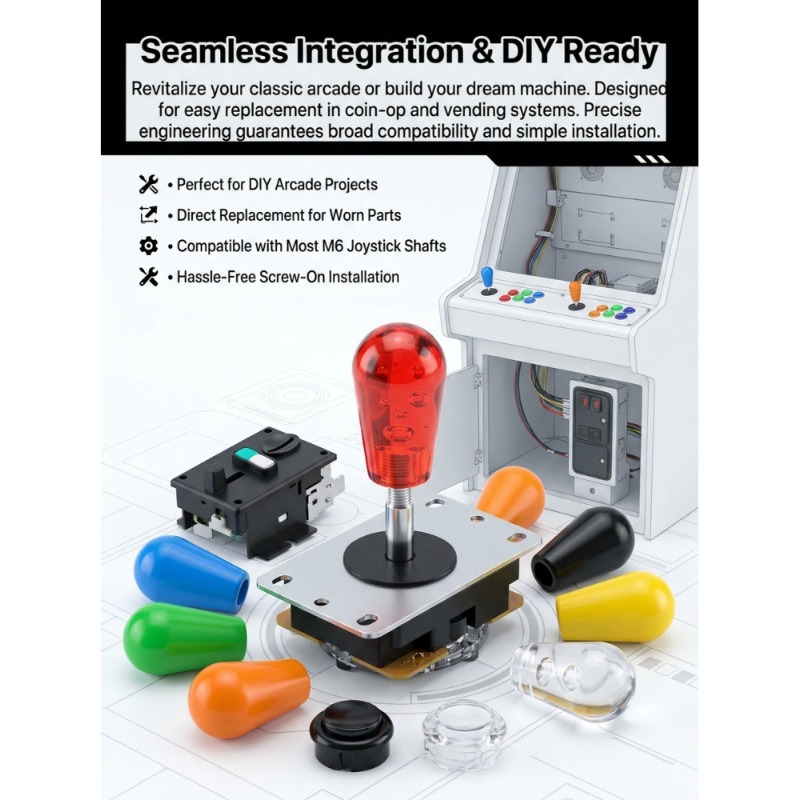 Arcade Games Vending - 1 個 M6 ジョイスティックアメリカンボールヘッドジョイスティック Diy アーケードコインゲーム自動販売機部品交換用