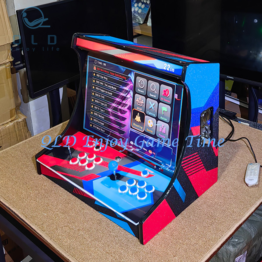 Trackball Controller Arcade - 22インチLCDバーテーブルアーケードビデオゲームコンソール、SAGA PANDORA DX 26800内蔵、コインメック、ジョイスティックボタン付き、2人用TV接続