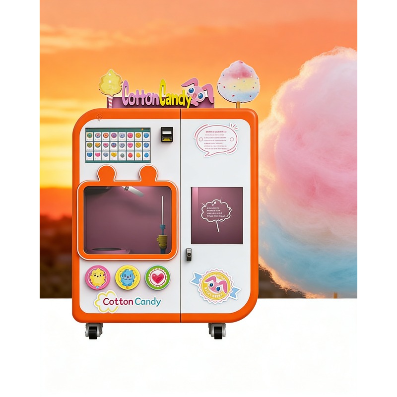 Candy Vending Machine - 全自動綿菓子自動販売機（交換システム付き）業務用4種フレーバー砂糖製造機（モール、アーケード、店舗向け）