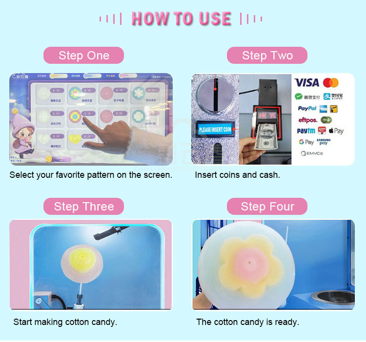 屋外全自動綿菓子製造販売機 36種類の花型スマート現金硬貨挿 - Candy Vending Machine のレビューと価格