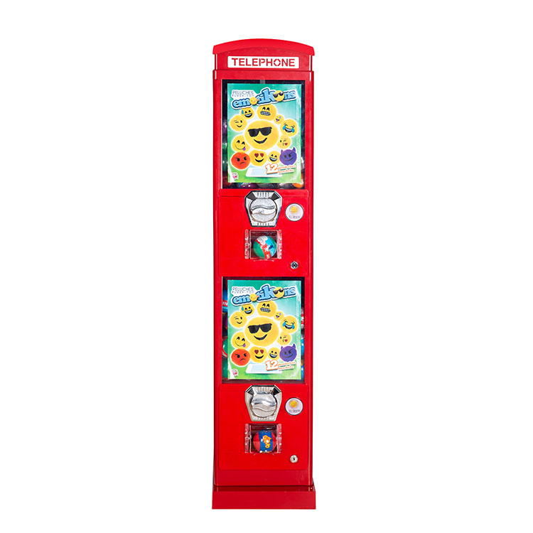 赤い電話ボックスデザインの金属製アクリルカプセル玩具販売機、 - Candy Vending Machine のレビューと価格